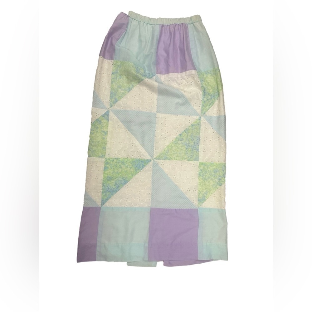 Vintage MCM Midge Grant Patchwork Maxi Skirt Pastel Boho Hippie Prairie Cottage‎